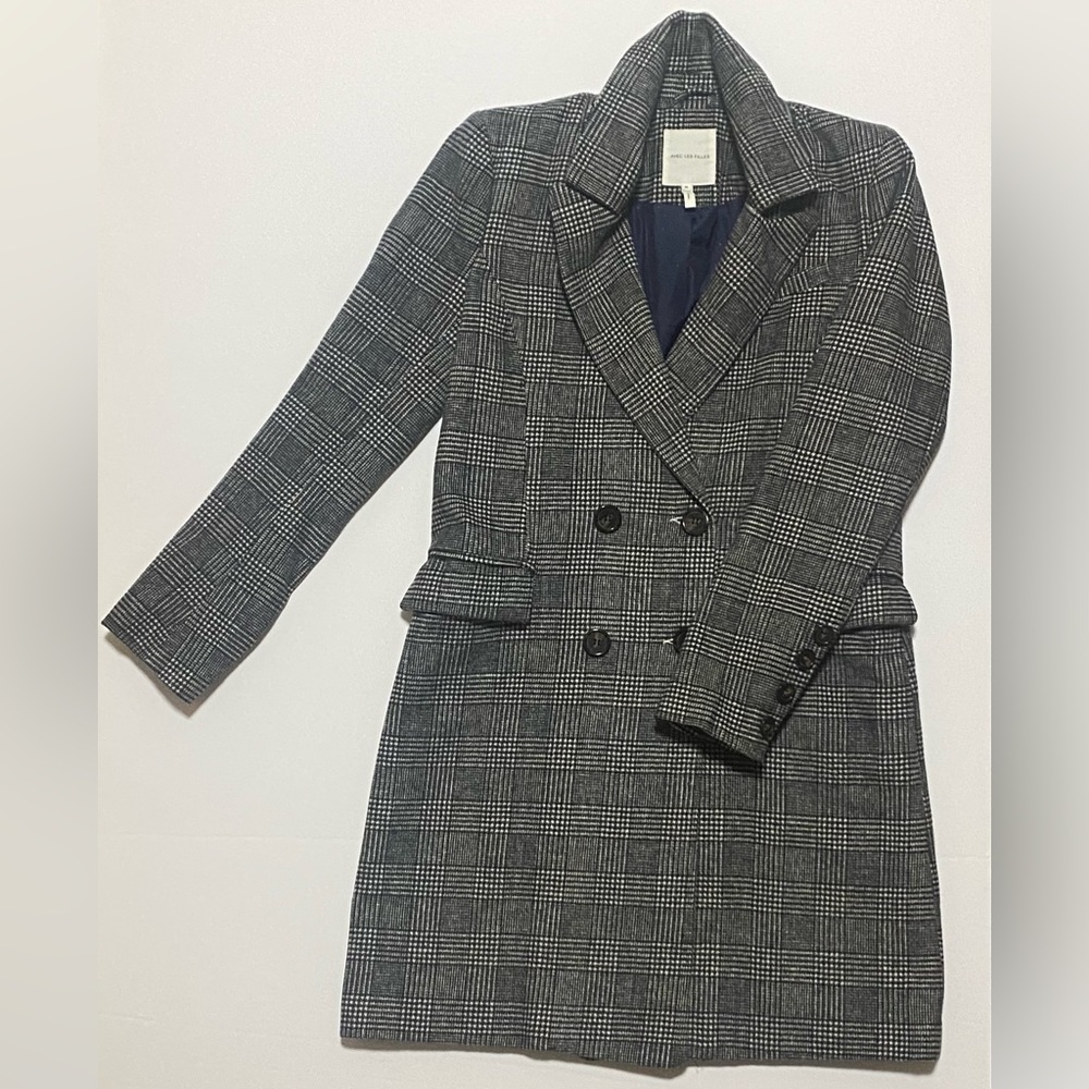 Avec Les Filles Plaid Long Blazer / Jacket
